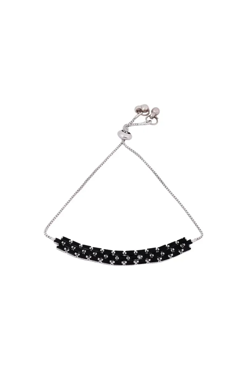 Cubic Zirconia Adjustable Black Bracelet for Girls & Women