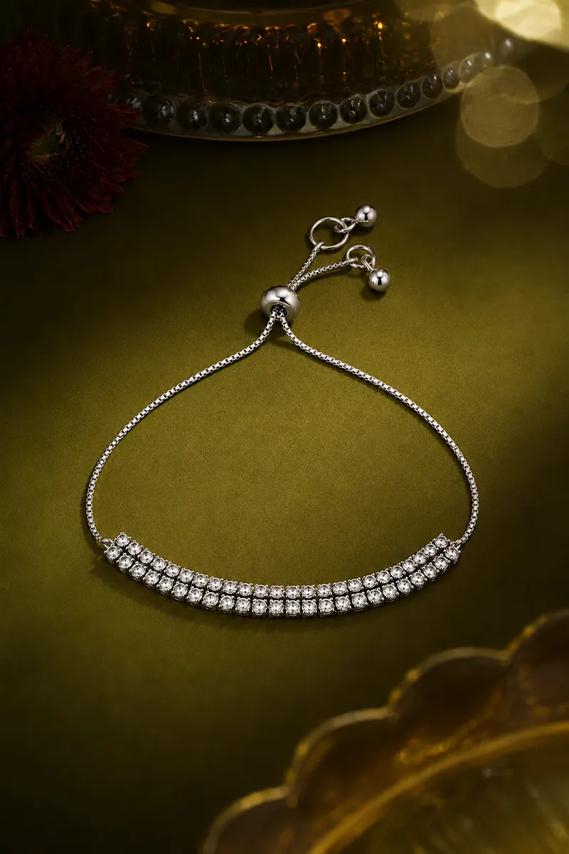Double Row Sparkling Adjustable Bracelet for Girls & Women