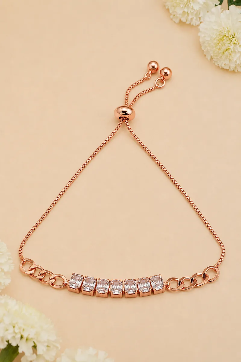 Rose Gold Chain Link Adjustable Bracelet for Girls & Women 014122ROSGOLFRE1