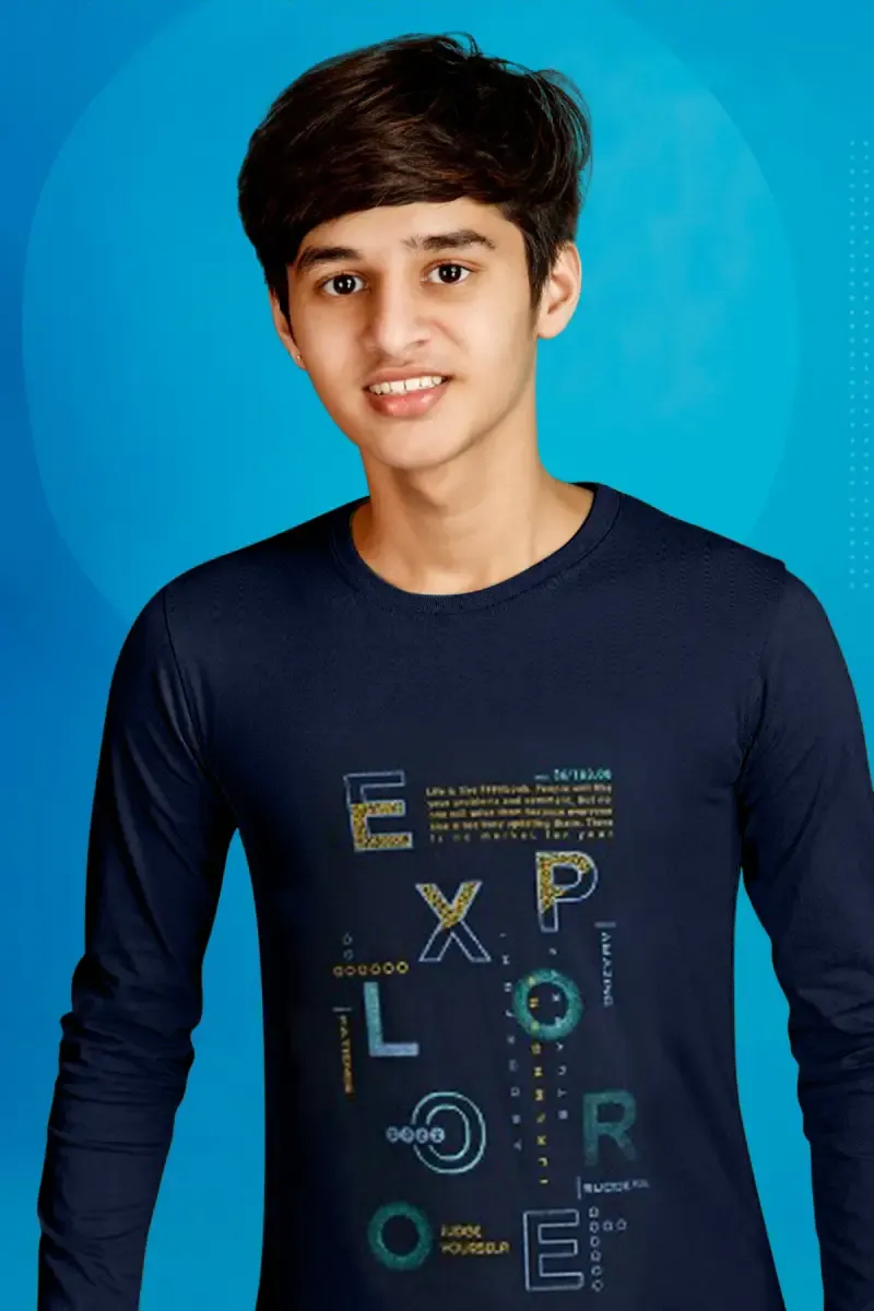 Cotton Printed T-shirt for Boy 014189910YRSNAVBLU