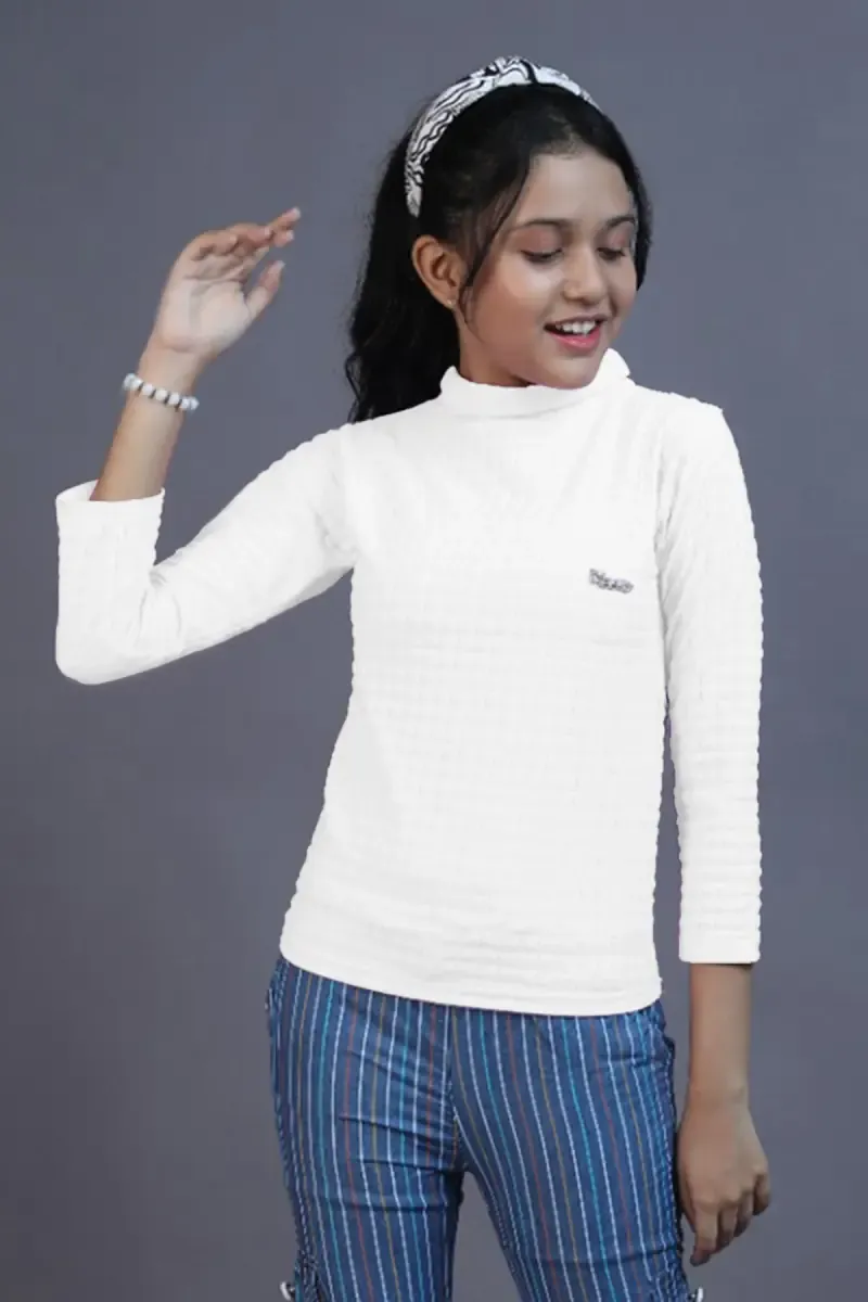 Girl's Corduroy Solid Top (3 - 11 Yrs) 01422934YRSWHI