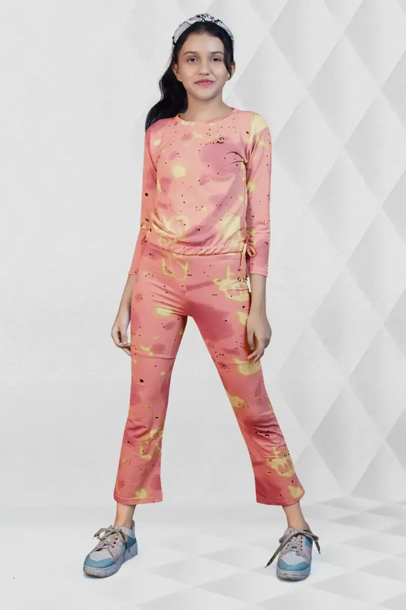Girl's Cotton Blend Tie And Dye Pyjama Set (3 - 11 Yrs) 014270COR78YRS