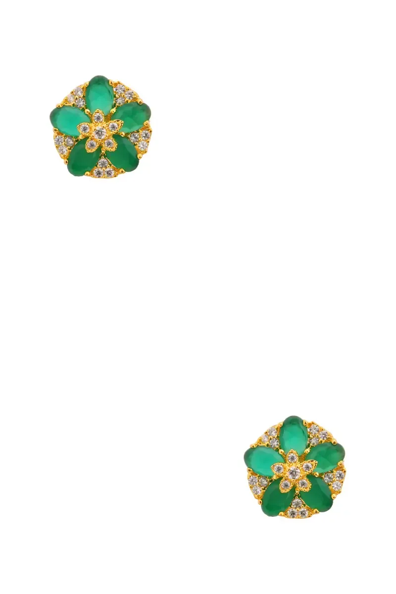 Cubic Zirconia Floral Stud Earrings for Women