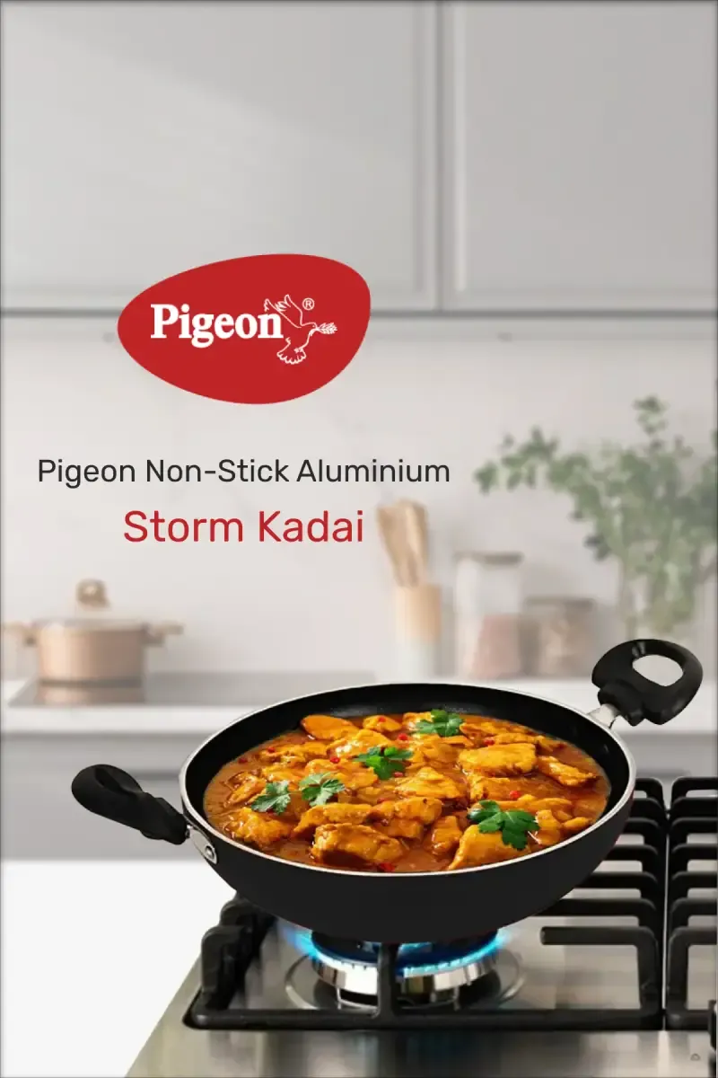 Pigeon Nonstick Aluminium Storm Kadai with Lid - 3 Ltr