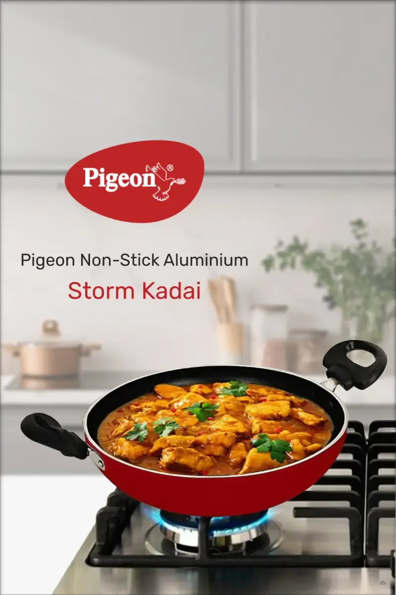 Pigeon Nonstick Aluminium Storm Kadai with Lid - 2 Ltr