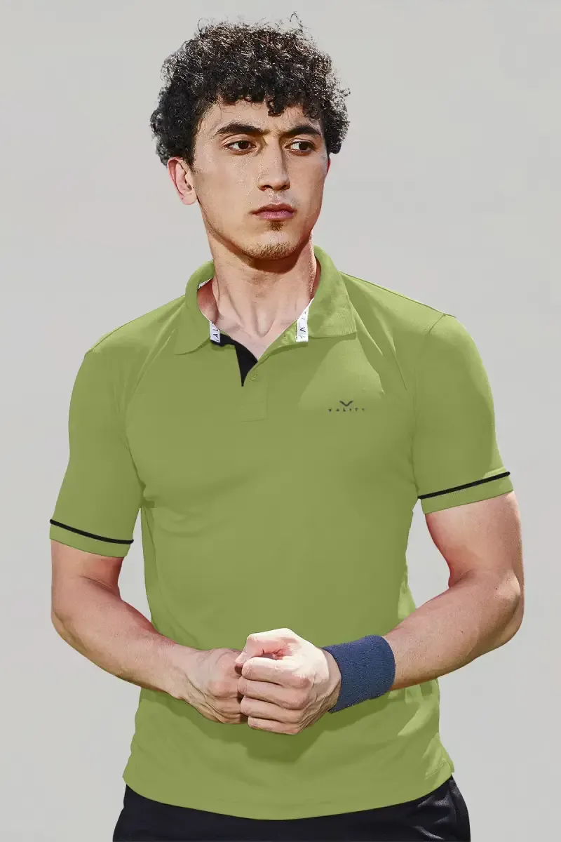 Men's Cotton Slim Fit Polo T-shirt 01428238GRE2