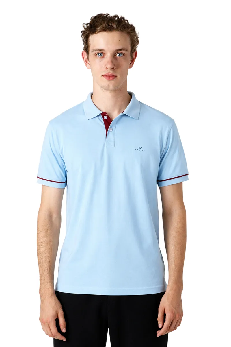 Men's Cotton Slim Fit Polo T-shirt 01428244LIGBLU