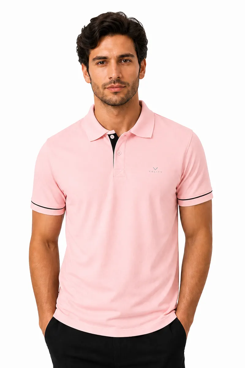Men's Cotton Slim Fit Polo T-shirt 01428244PEA