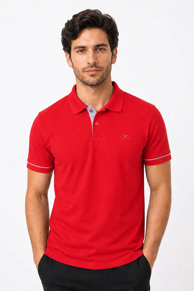 Men's Cotton Slim Fit Polo T-shirt 01428244RED