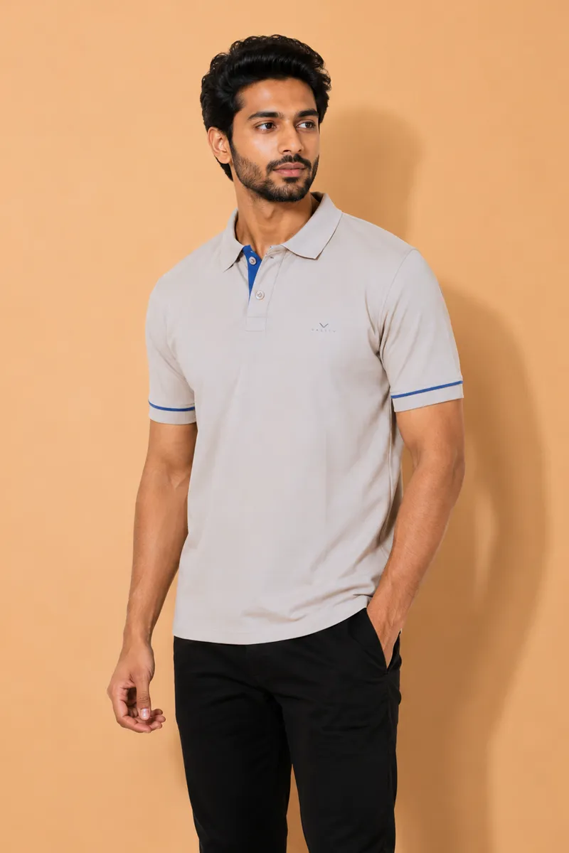 Men's Cotton Slim Fit Polo T-shirt 01428244GRE
