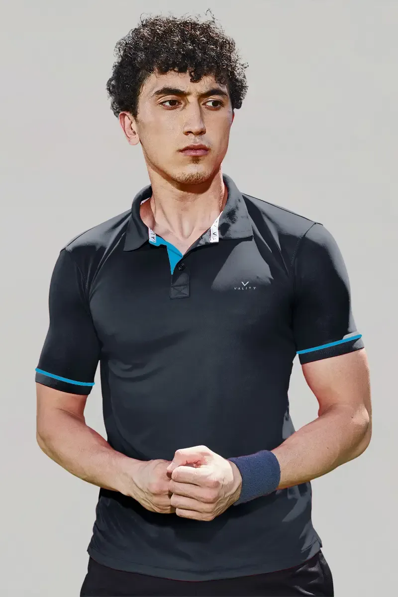 Men's Cotton Slim Fit Polo T-shirt 01428244BLA