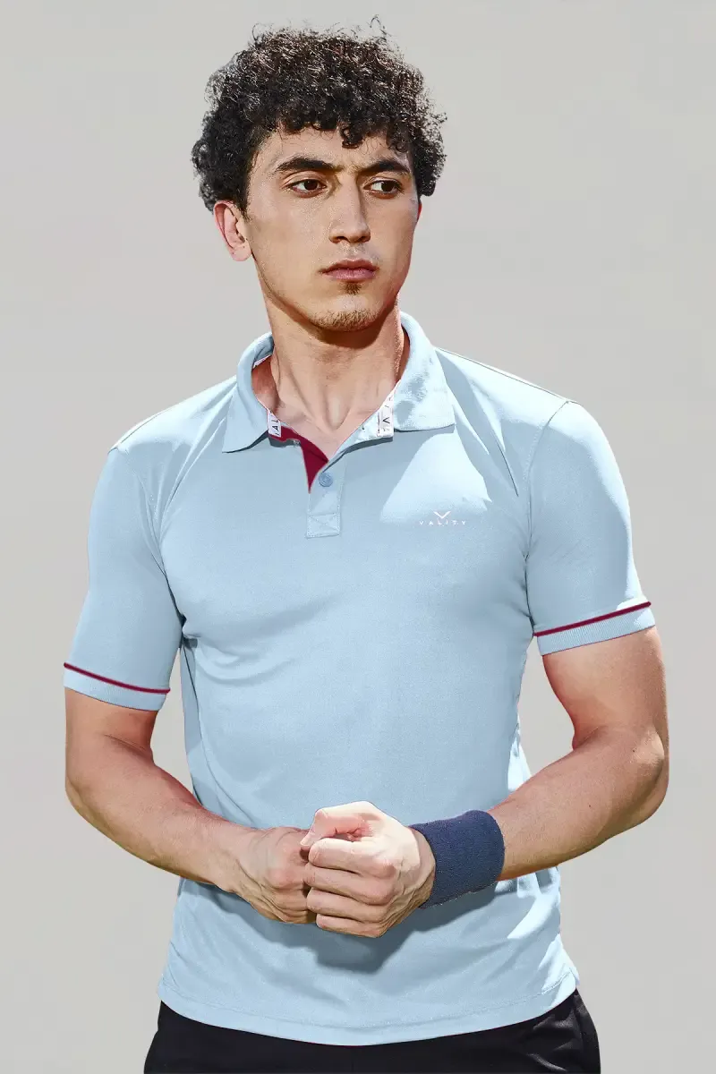 Men's Cotton Slim Fit Polo T-shirt 01428244LIGBLU
