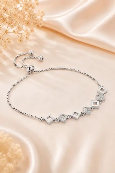 Cubic Zirconia Diamond Shape Adjustable Bracelet