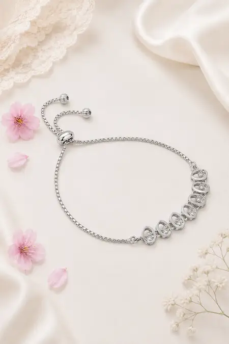 Cubic Zirconia Oval Shape Adjustable Bracelet