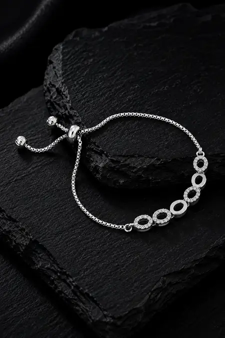 Cubic Zirconia Adjustable Bracelet for Women & Girls