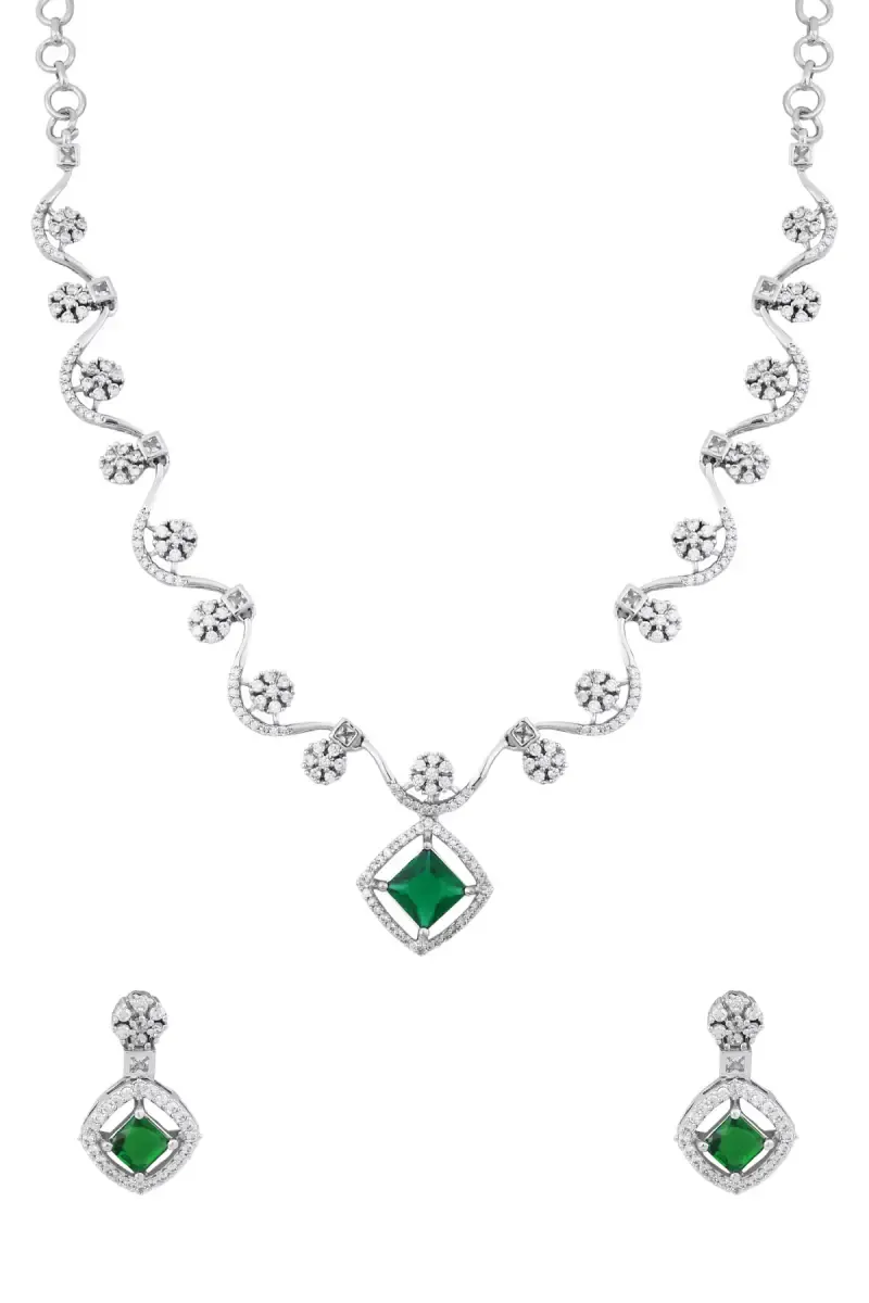 Elegant Cubic Zirconia Glossy Finish Necklace Set for Women