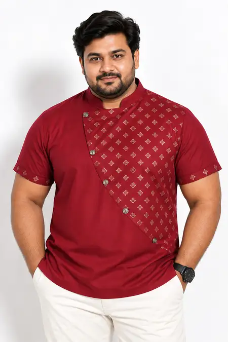 Men's Modern Ethnic Style Half Sleeve Plus Size Kurta