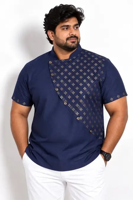 Men's Modern Ethnic Style Half Sleeve Plus Size Kurta