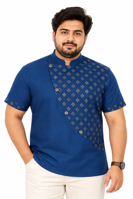 Men's Modern Ethnic Style Half Sleeve Plus Size Kurta