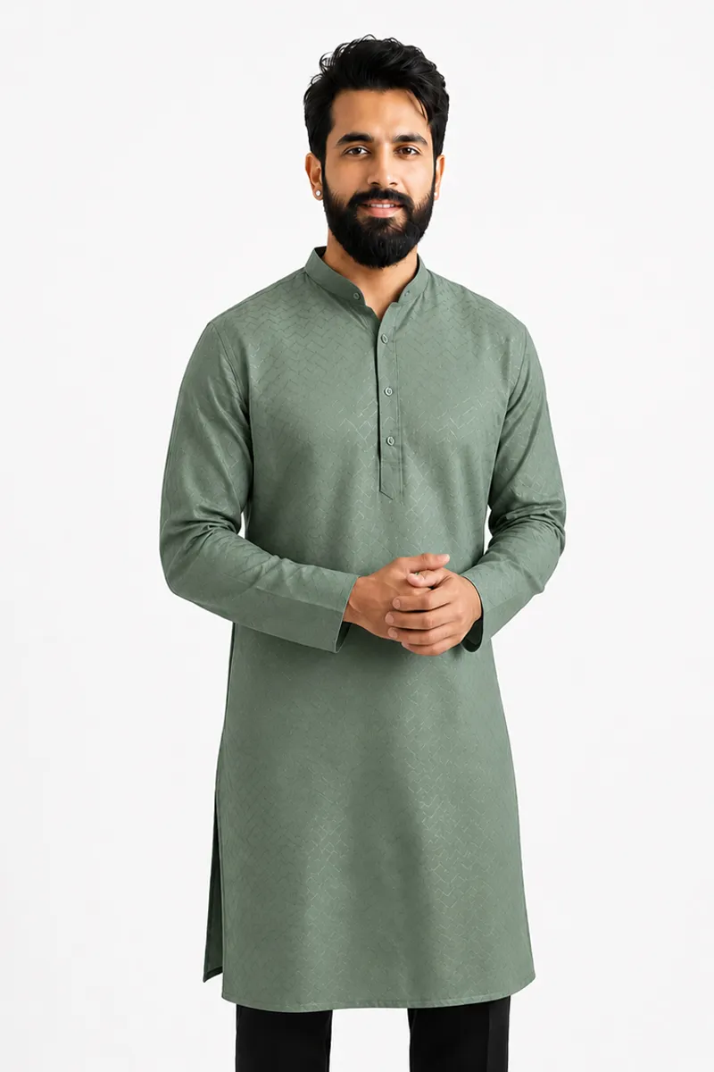 Cotton Rayon Dobby Kurta for Men 014299XLSAG