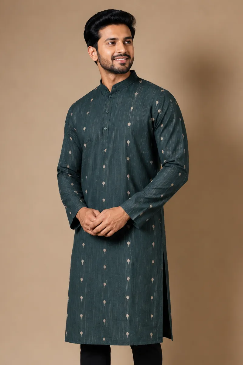 Men's Cotton Rayon Printed Kurta 014302XXLHUNGRE