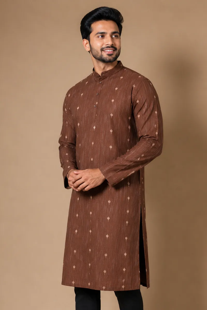 Men's Cotton Rayon Printed Kurta 014302XXLBRO