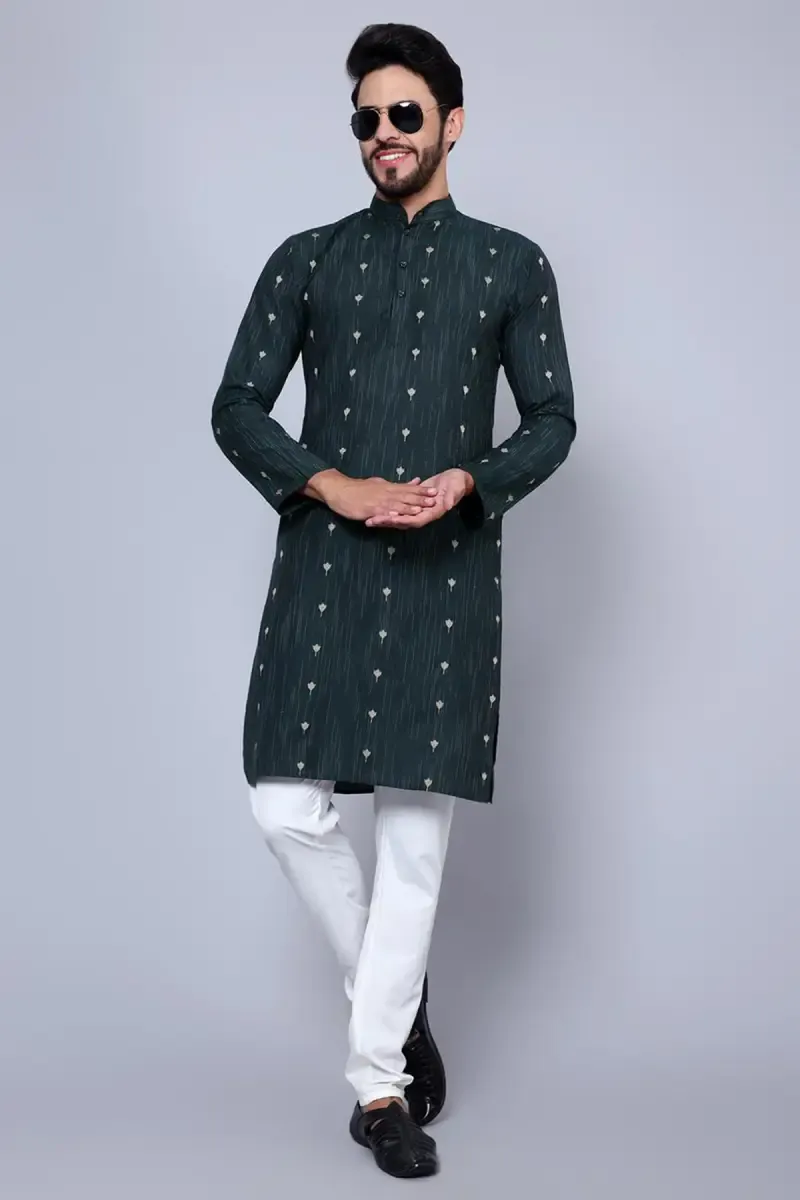 Men's Cotton Rayon Printed Kurta 014302XXLHUNGRE
