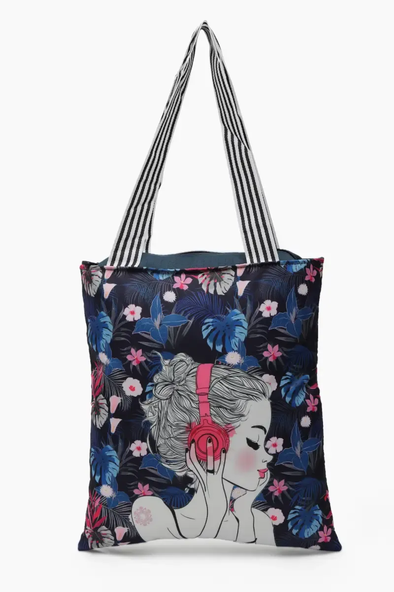 Style Girl Printed Canvas Shopping Bag for Girls