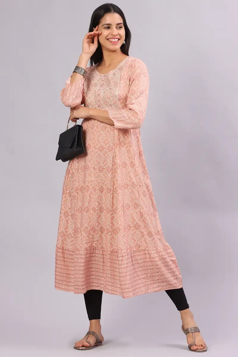 Cotton Blend Printed Kurti for Women