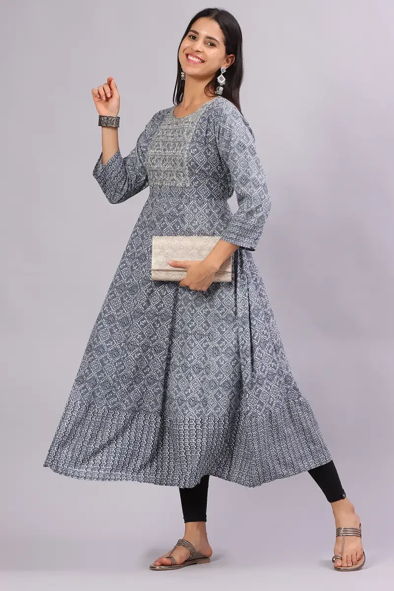 Cotton Blend Printed Kurti for Women  0143283XLGRE