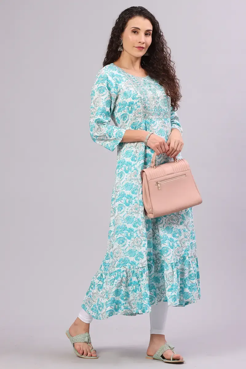 Cotton Blend Anarkali Kurti for Women