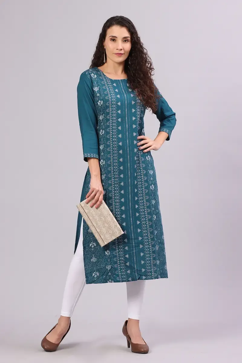 Cotton Printed Kurti for Women 01434140TEA