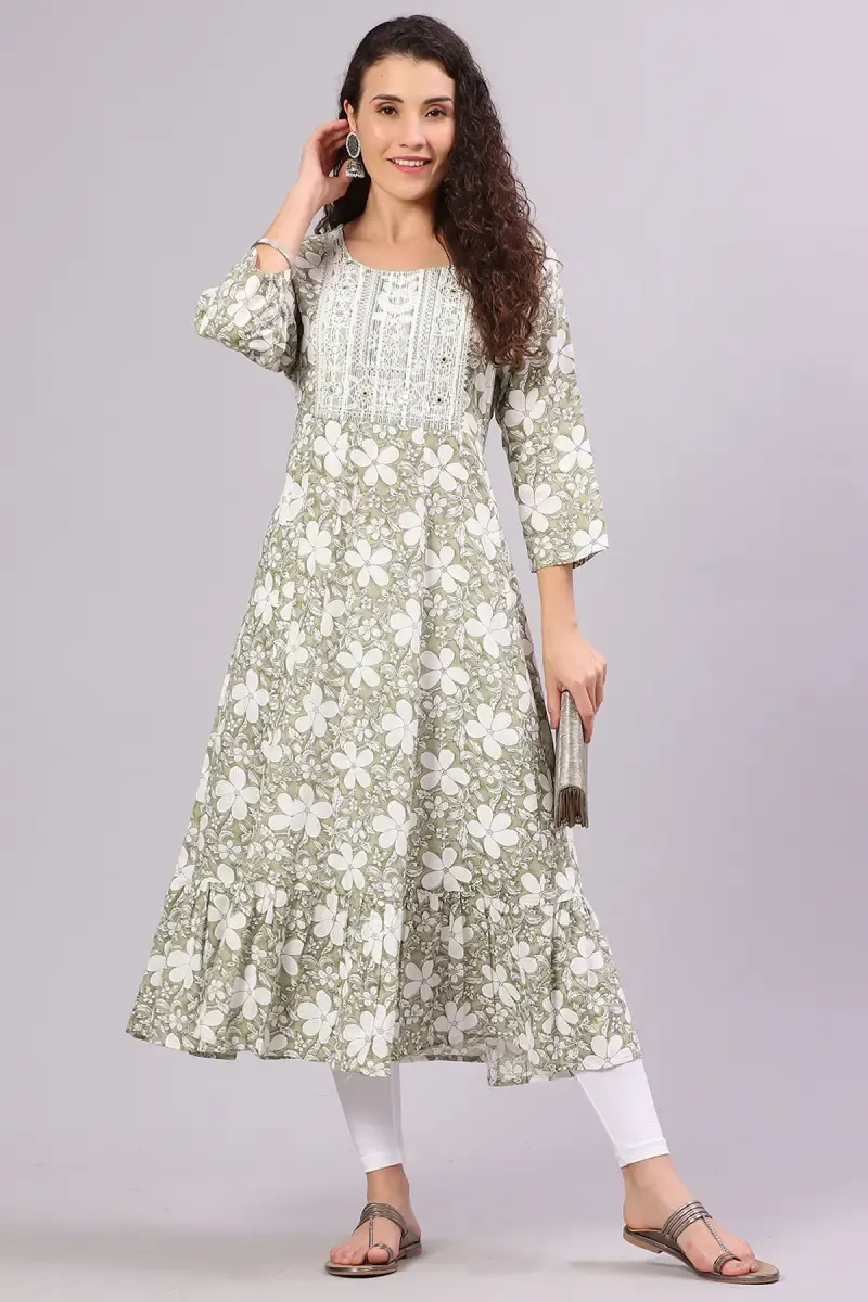 Cotton Floral Printed Kurti for Women