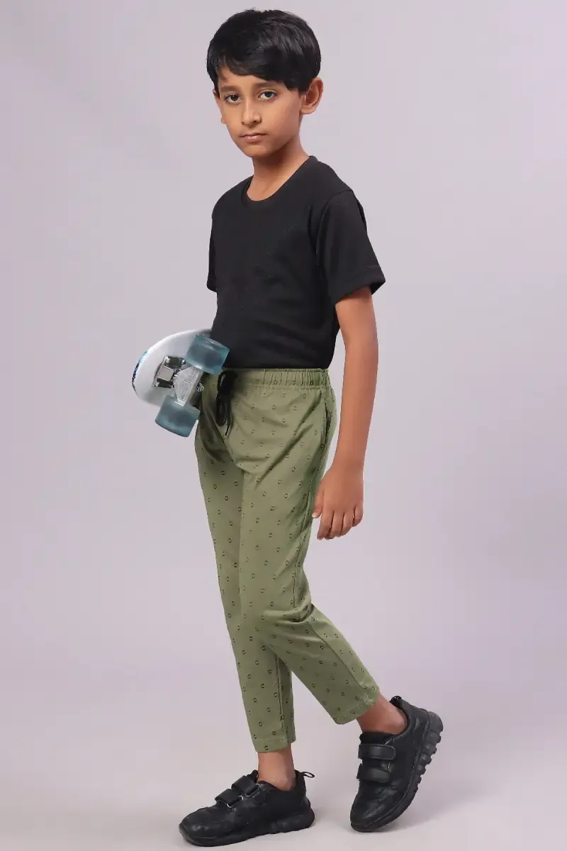Boy's Conversational Printed Track Pant  014364SEAGRE910YRS