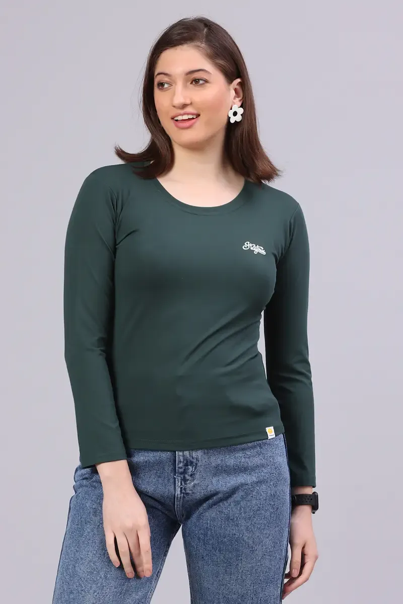 Cotton Blend Solid T-Shirt for Women 014365XXLDARGRE