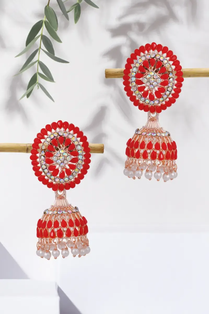 Silver Plated Floral Design Jhumki Earrings for Women