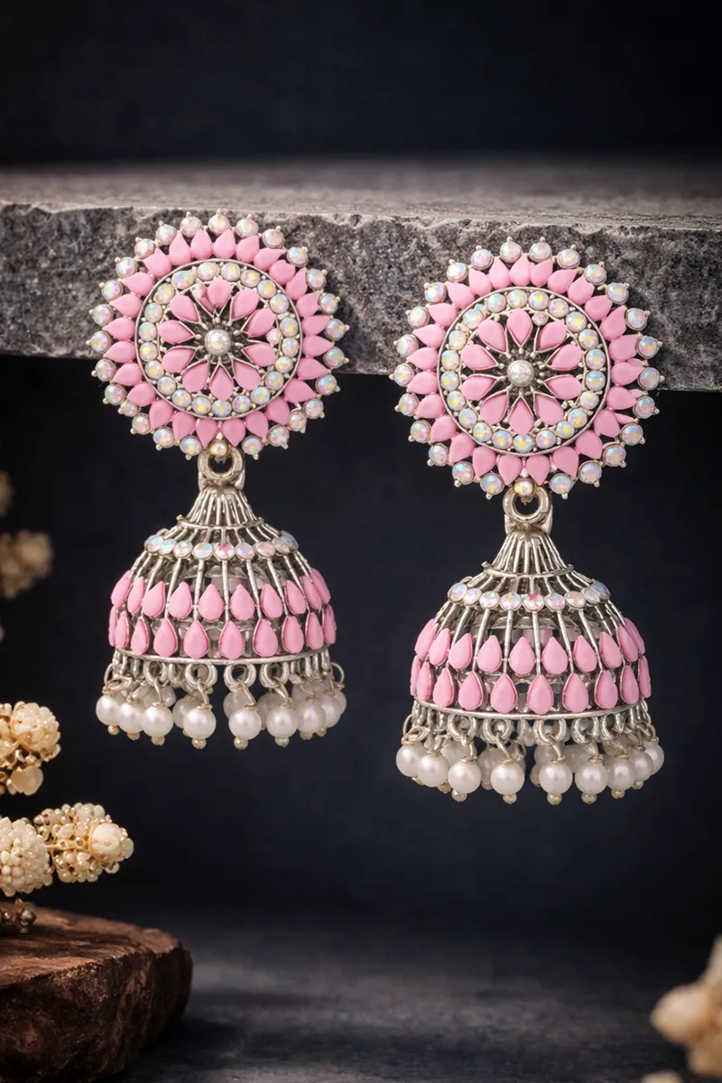 Floral Design Jhumki Earrings for Girls & Women