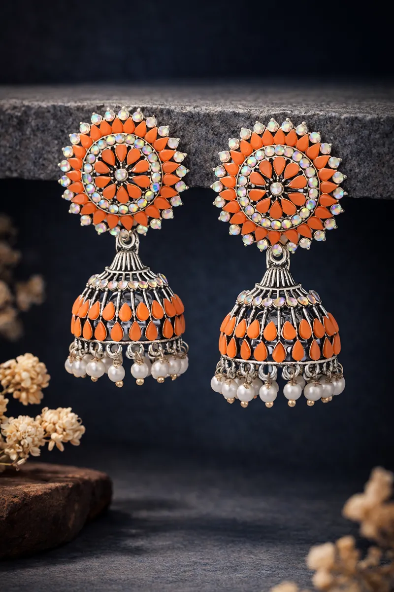 Floral Design Jhumki Earrings for Girls & Women