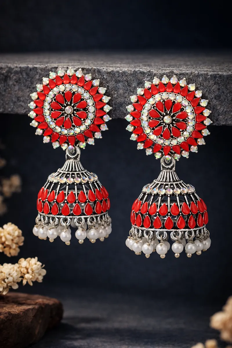 Floral Design Jhumki Earrings for Girls & Women