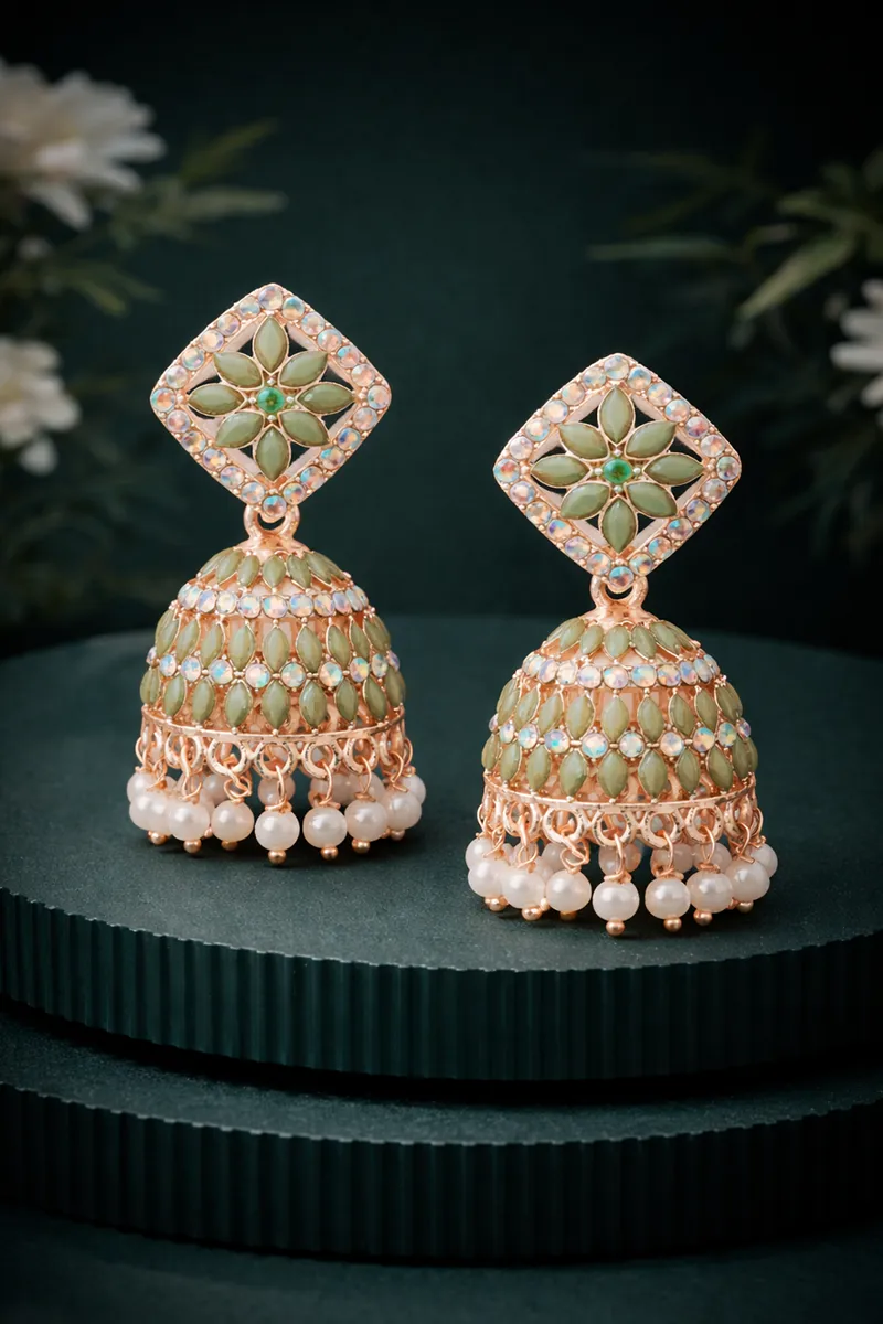 Rangoli Design Jhumki Earrings for Women