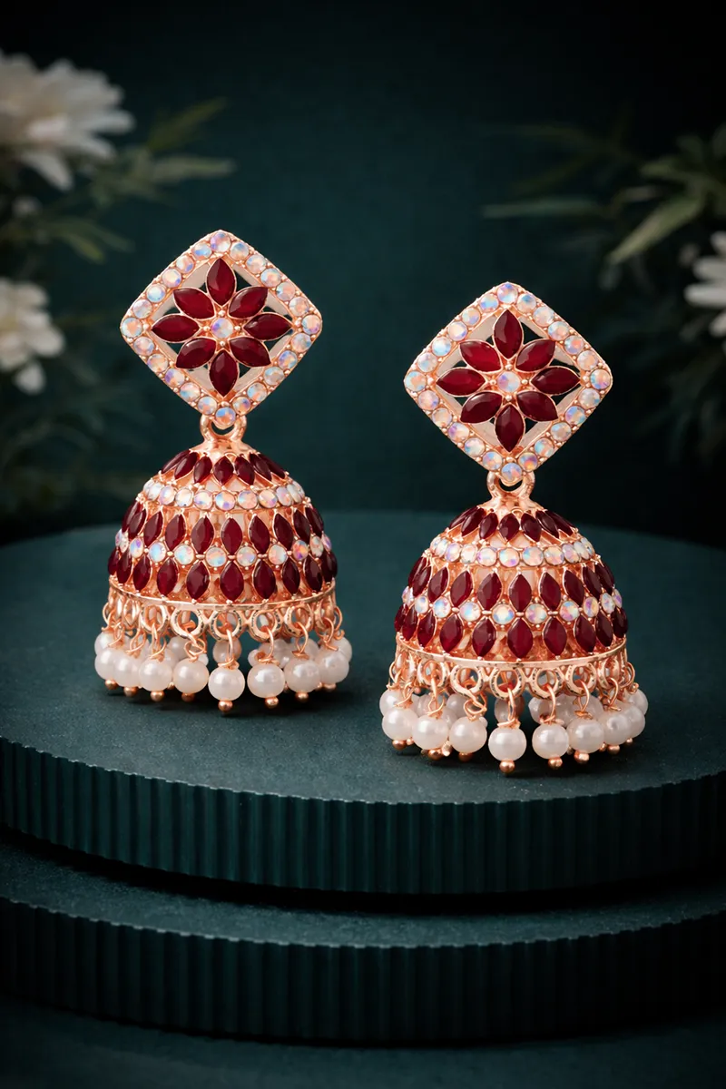 Rangoli Design Jhumki Earrings for Women