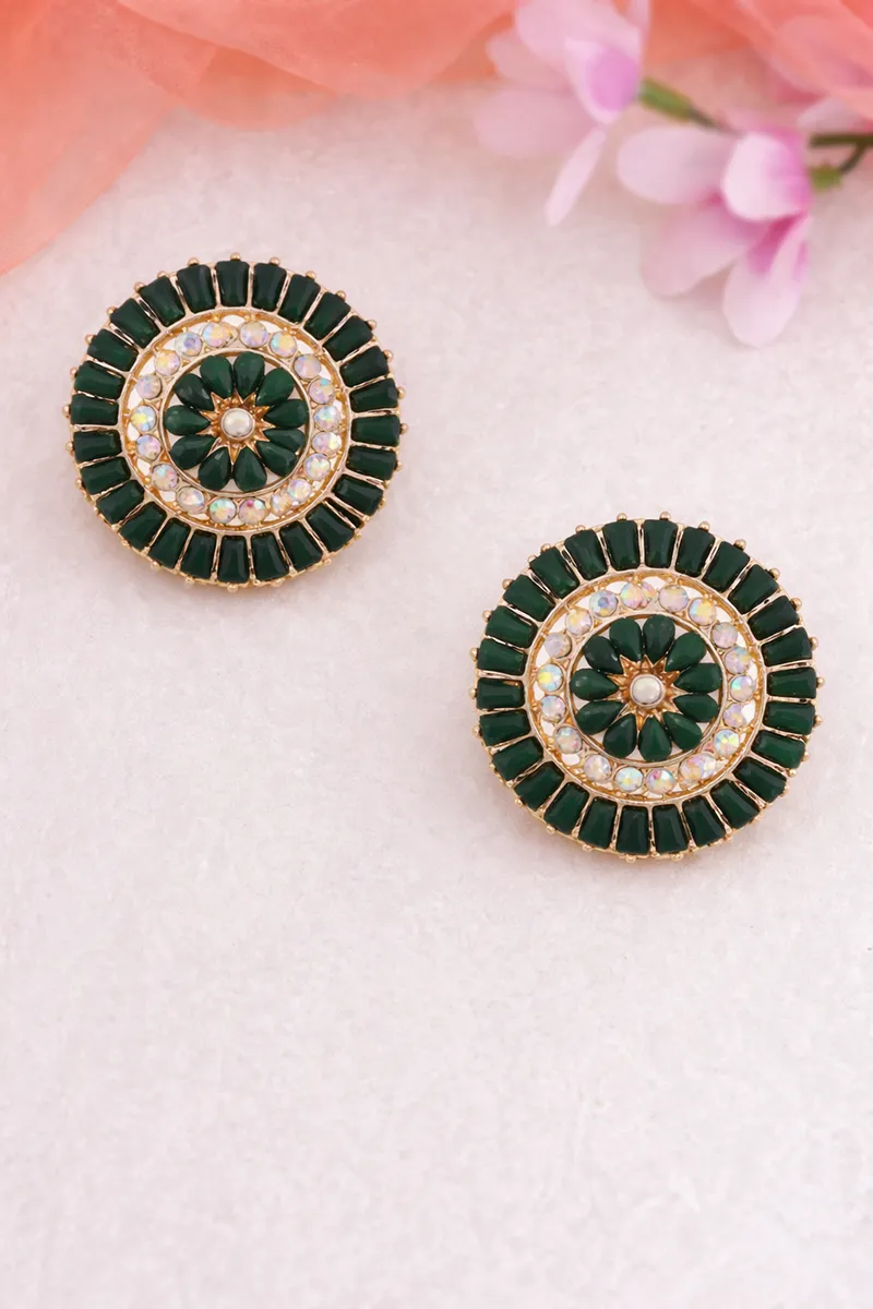 Gold Plated Flower Design Stud Earrings for Girls & Women 014384DARGRE1