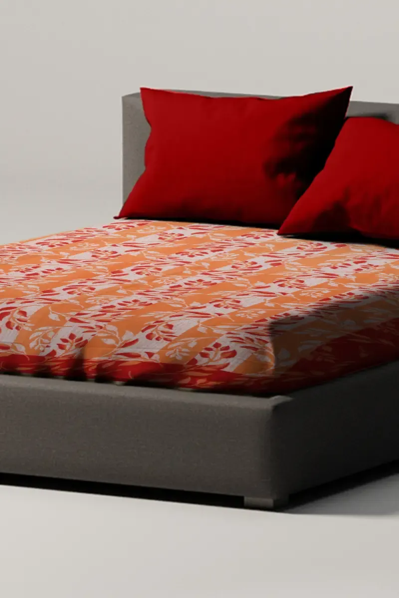 Cotton Floral Printed Apple Bedsheet - 1 Pc