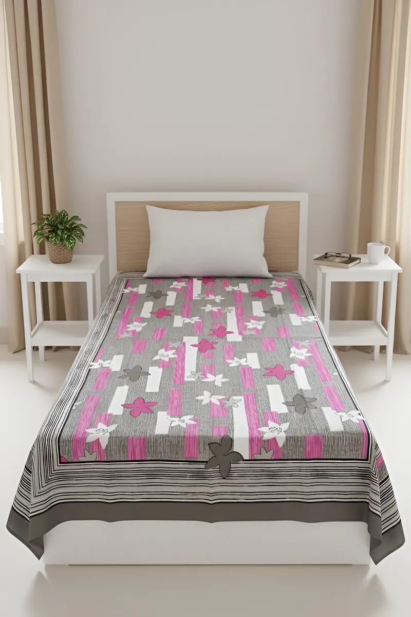 Cotton Stripes Printed Apple Bedsheet 01439360X90GRE