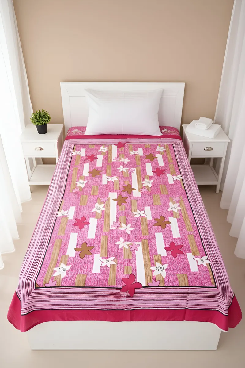 Cotton Printed Single Bedsheet - 1 Pc