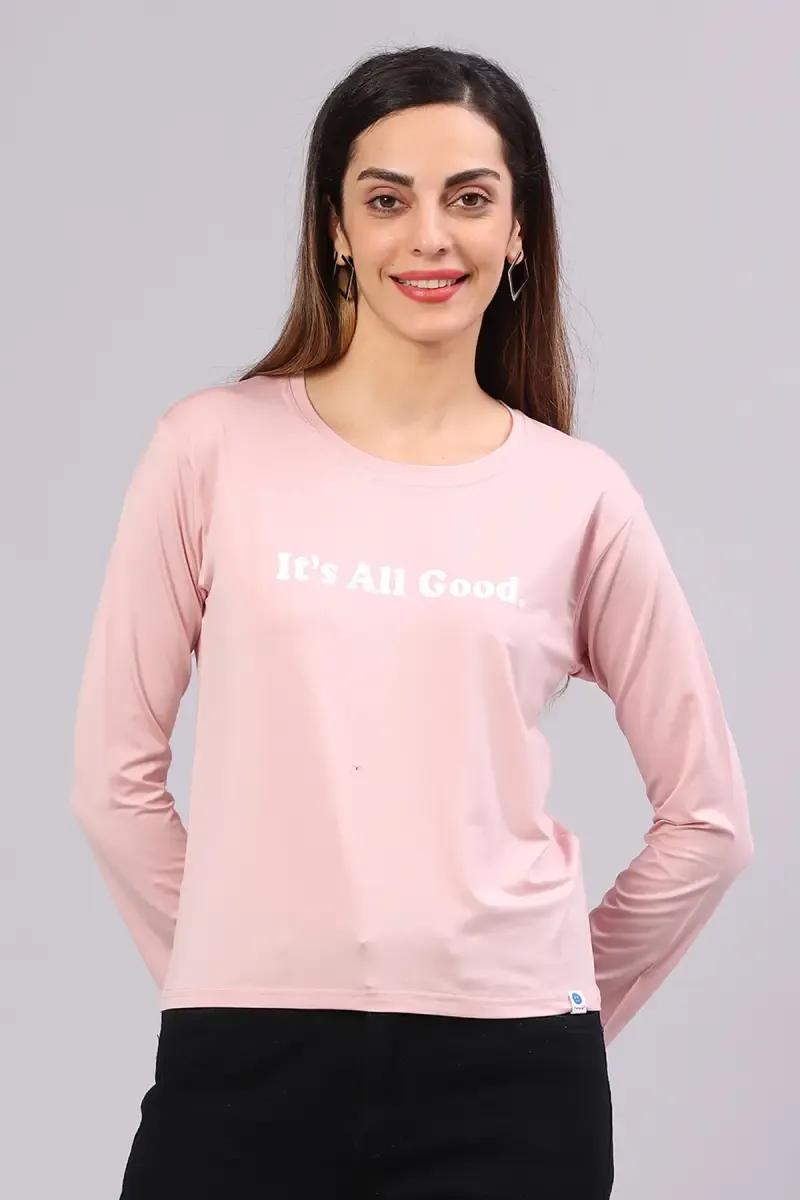 Cotton Blend Typographic Printed T-Shirt for Women 014405XLBABPIN