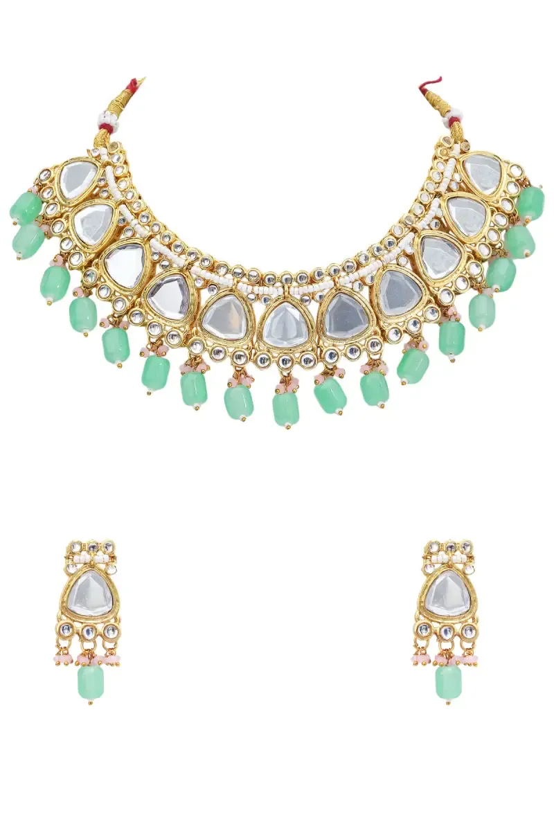 Gold plated Kundan Stone Pearl Choker Set for Women