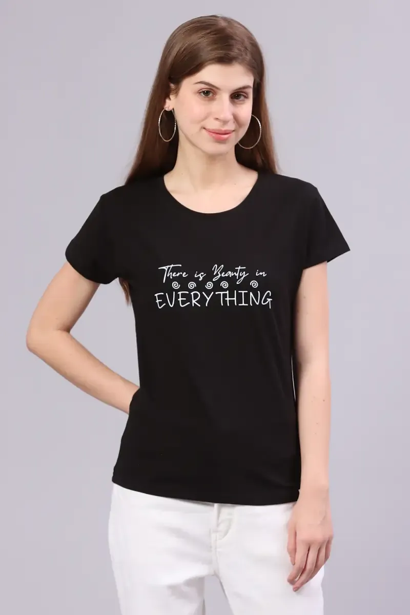 Cotton Typographic Printed T-Shirt for Women
