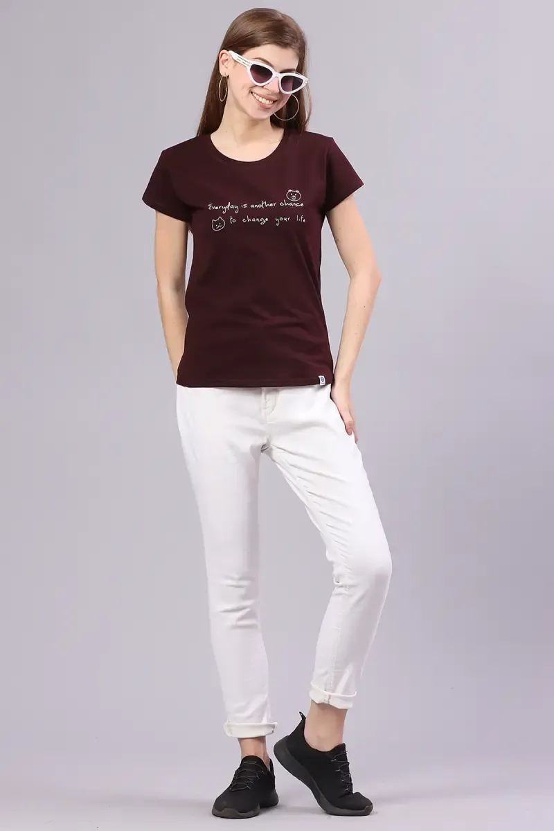 Cotton Typographic Printed T-Shirt for Women