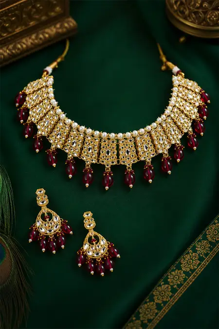 Traditional Kundan Pearl Choker Set for Women